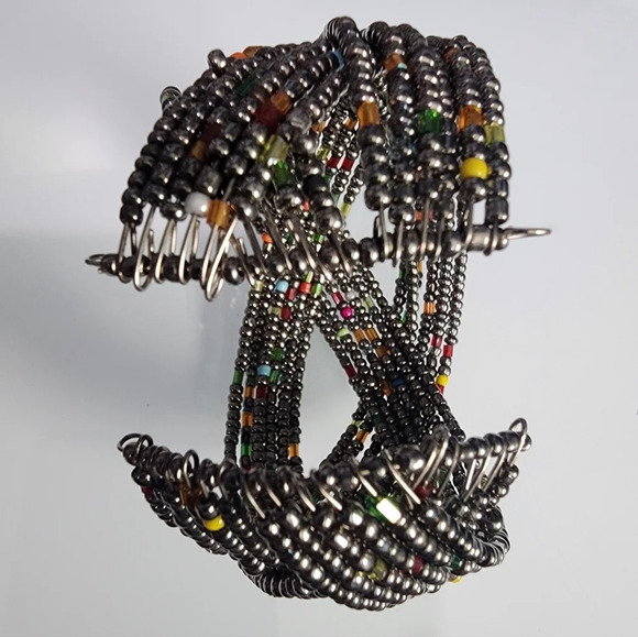 Beaded Bangle Bracelet/Bohemian Cuff - Picture 2 of 8
